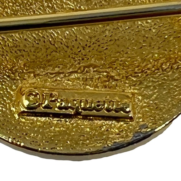 Vintage Paquette‎ Black White Enameled  Polka Dot Belt Buckle - Picture 3 of 3